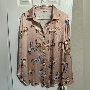 Horse print button up